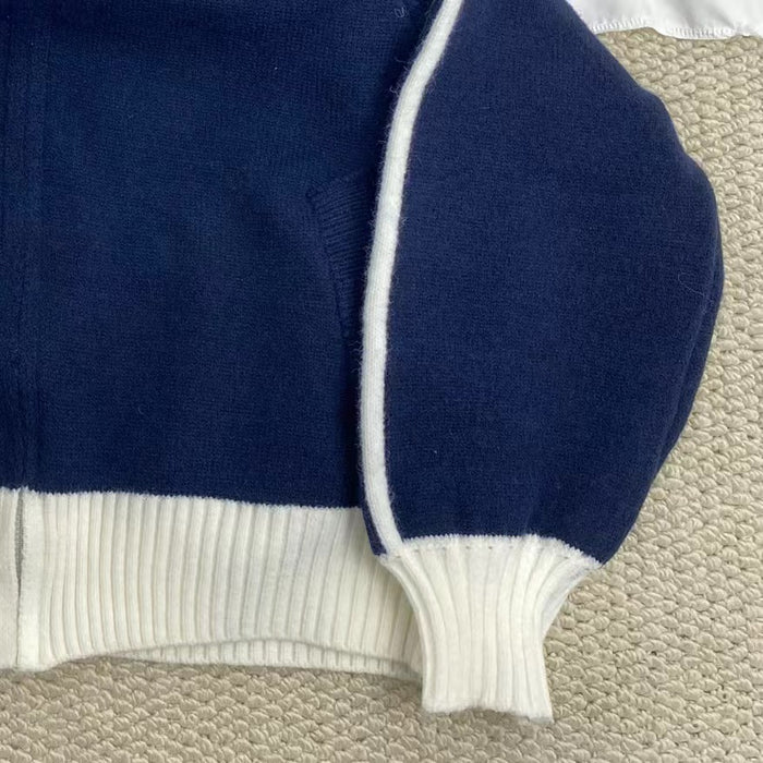 Color-Blocked Stand-Up Collar Sweater