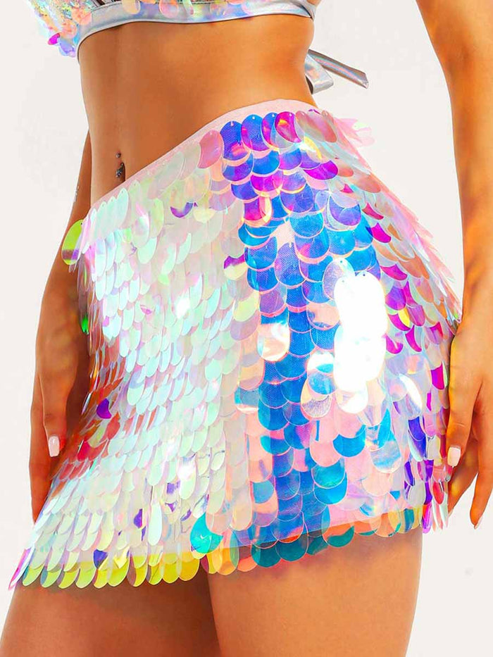 Colorful Sequin Tight Skirt