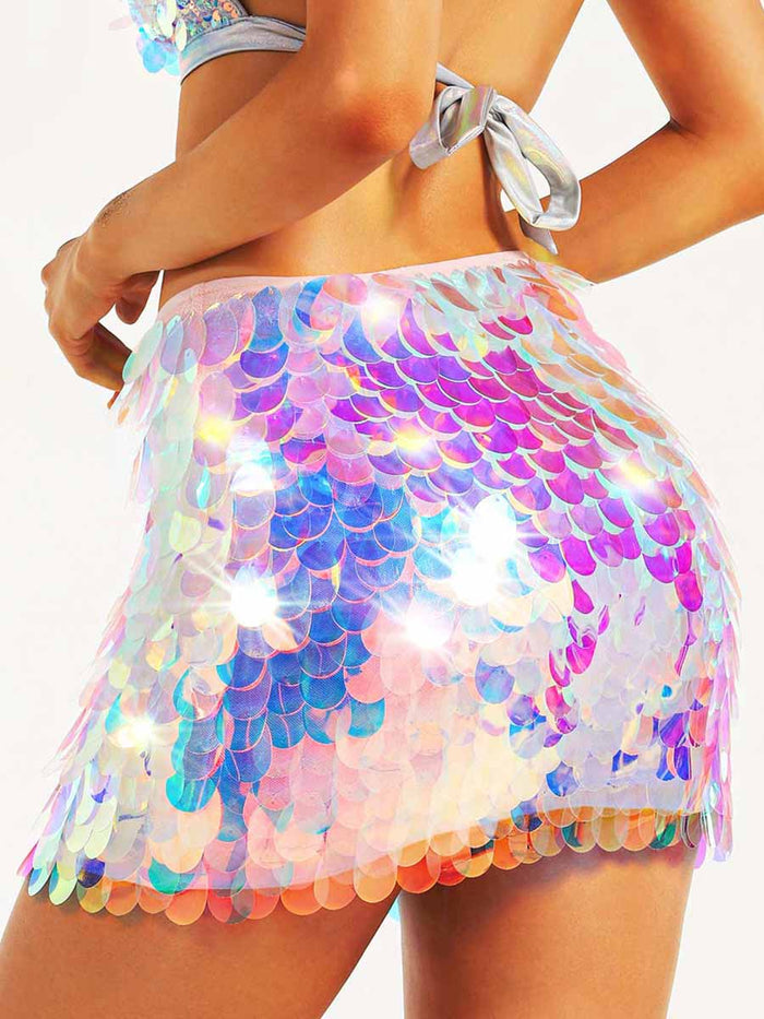 Colorful Sequin Tight Skirt