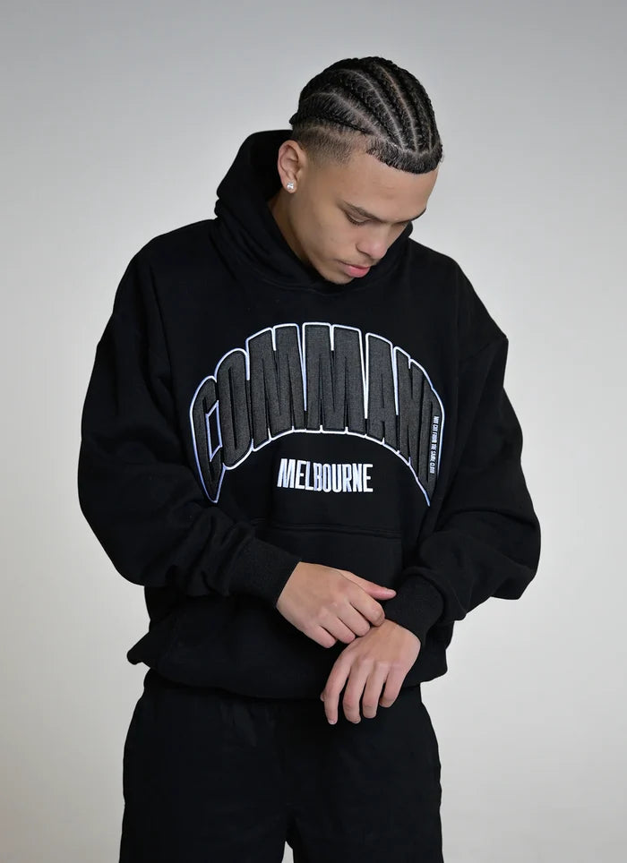 Command Denim Oversized Hoodie (Black/Denim)