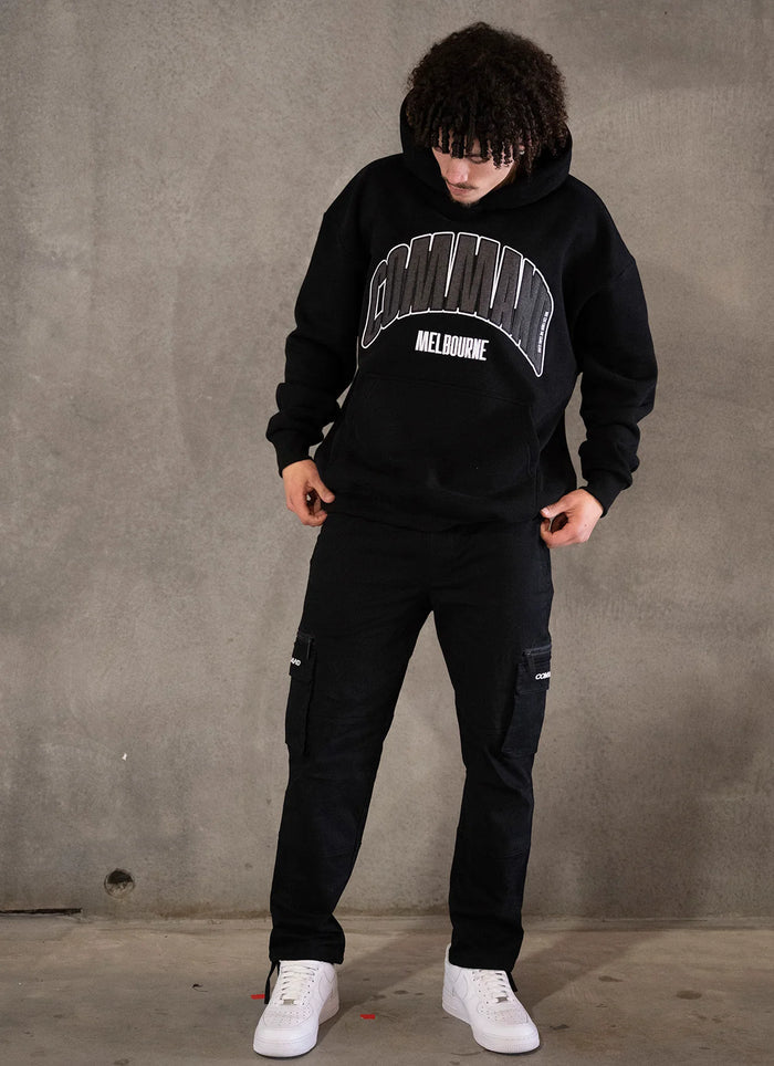 Command Denim Oversized Hoodie (Black/Denim)