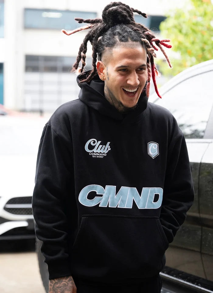 Command Oversized Jersey Hoodie (Black/Blue)