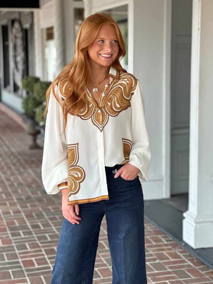 Count Me In Ivory Printed Top