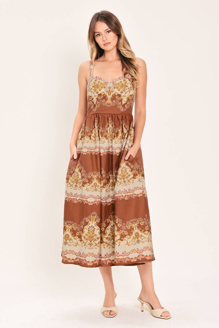 Count Me In Printed Midi Dress