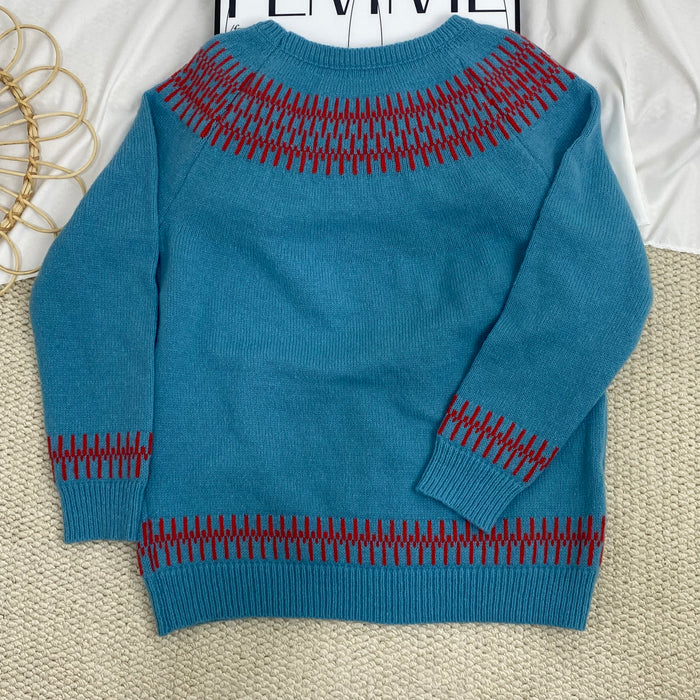 Crew Neck Color-Blocked Sweater