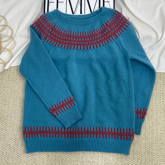 Crew Neck Color-Blocked Sweater