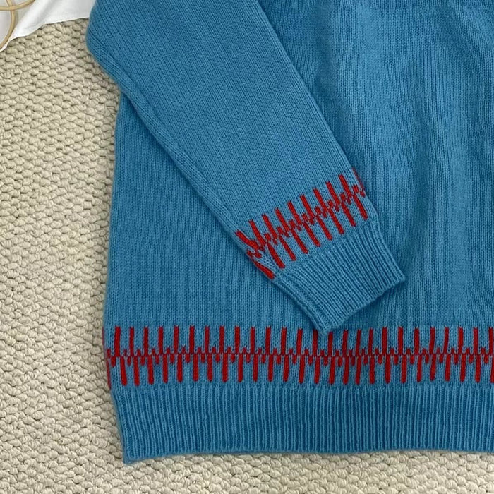 Crew Neck Color-Blocked Sweater