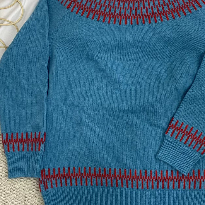 Crew Neck Color-Blocked Sweater