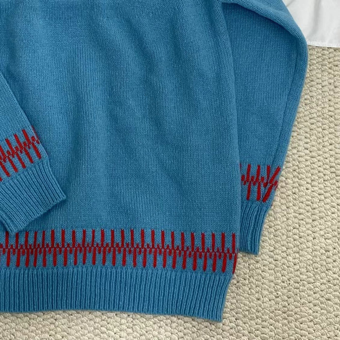 Crew Neck Color-Blocked Sweater