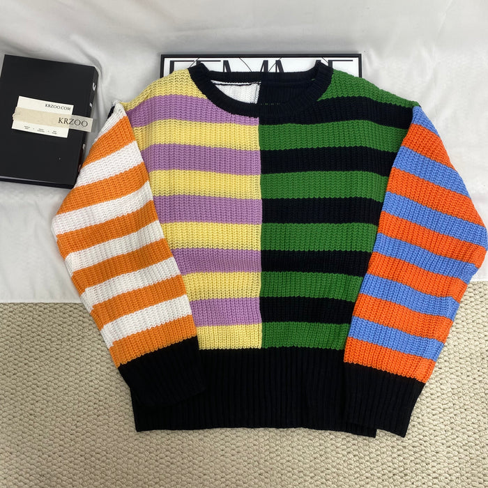 Crew Neck Patchwork Sweater