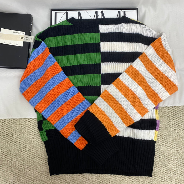 Crew Neck Patchwork Sweater
