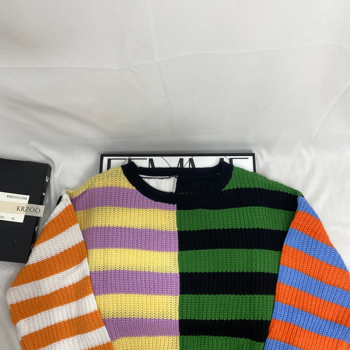 Crew Neck Patchwork Sweater