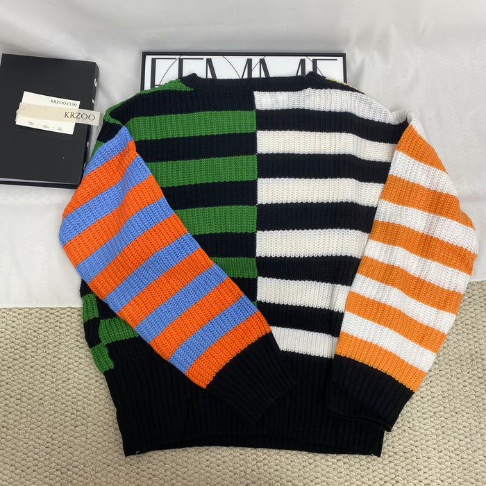 Crew Neck Patchwork Sweater