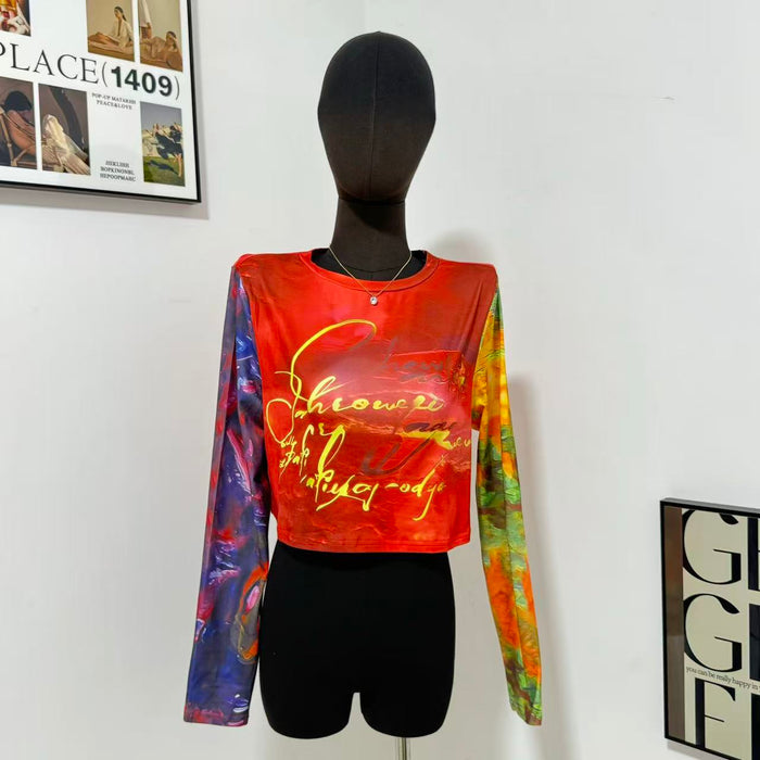 Cropped Slim-Fit Printed T-Shirt