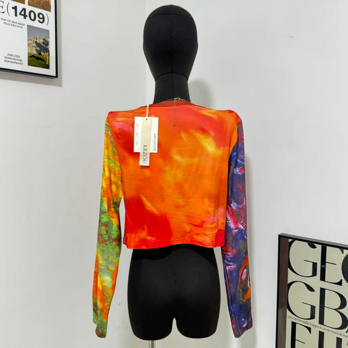 Cropped Slim-Fit Printed T-Shirt