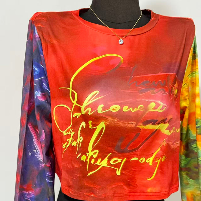 Cropped Slim-Fit Printed T-Shirt