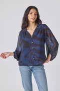 Crosby Nellie Blouse in Ink Wave