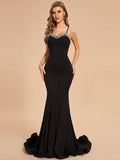 Custom Size Spaghetti Strap Neckline Beading Bodycon Mermaid Formal Dress