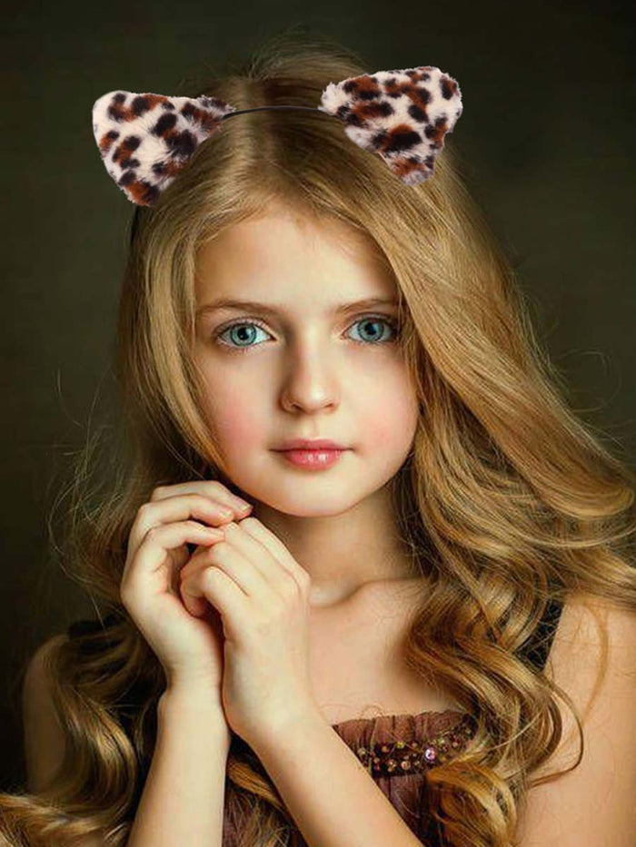 Cute Plush Leopard & Black Ear Headband for Parties