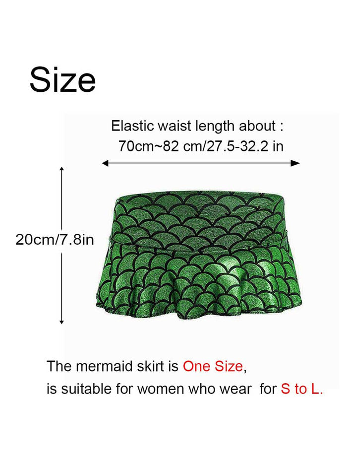 Dark Green Fish Scale Reflective Miniskirt