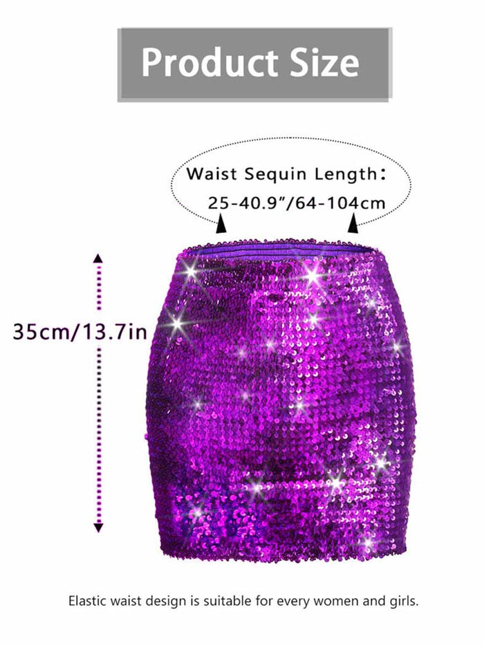 Dark Purple Glitter Tight Mini Skirt