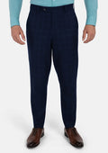 Deep Blue Flannel Windowpane Pants - SARTORO