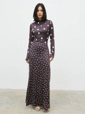 Delilah Maxi Jersey Dress (Brown/Cream)