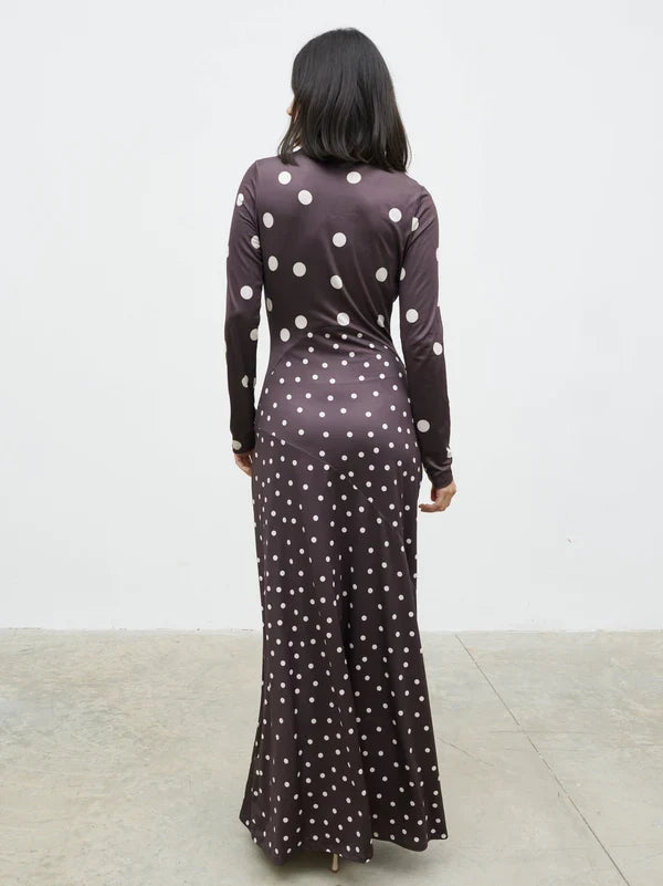 Delilah Maxi Jersey Dress (Brown/Cream)
