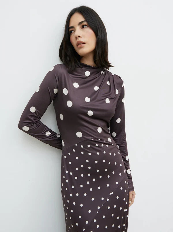 Delilah Maxi Jersey Dress (Brown/Cream)