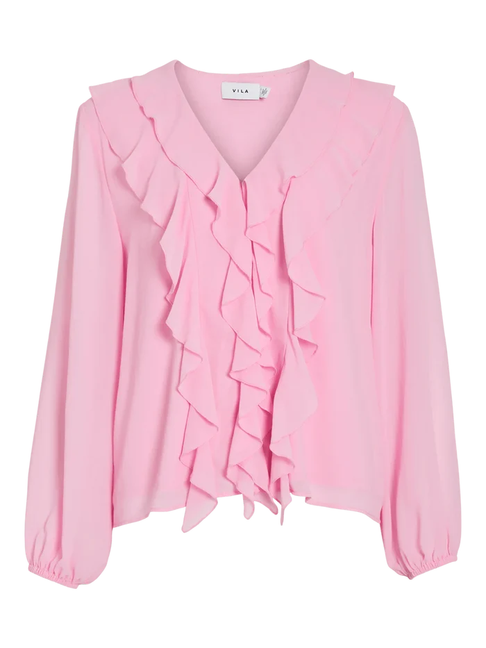 Diane Frill V-Neck Top (Bonbon)