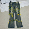 Distressed  Flared  Fringed Stretch Jeans