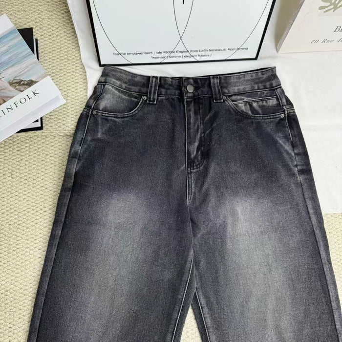 Distressed Gradient Wing Print Wide-Leg Pants