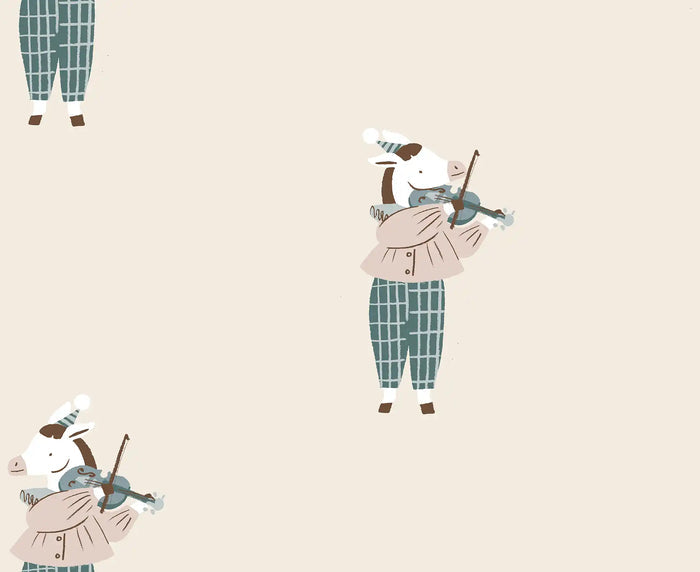 Donkey with Violin Blue - Family Fabrics B.V.
