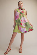 Don't Wait Up Sleeveless Mini Dress in Lime Green