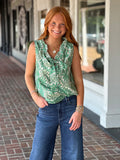 Dreaming Of The Day Green Printed Top