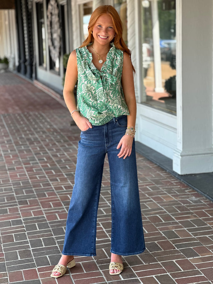 Dreaming Of The Day Green Printed Top
