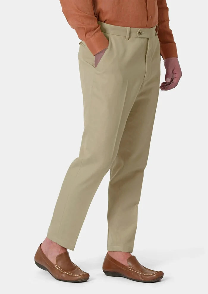 Dune Beige Cotton Chino Pants - SARTORO