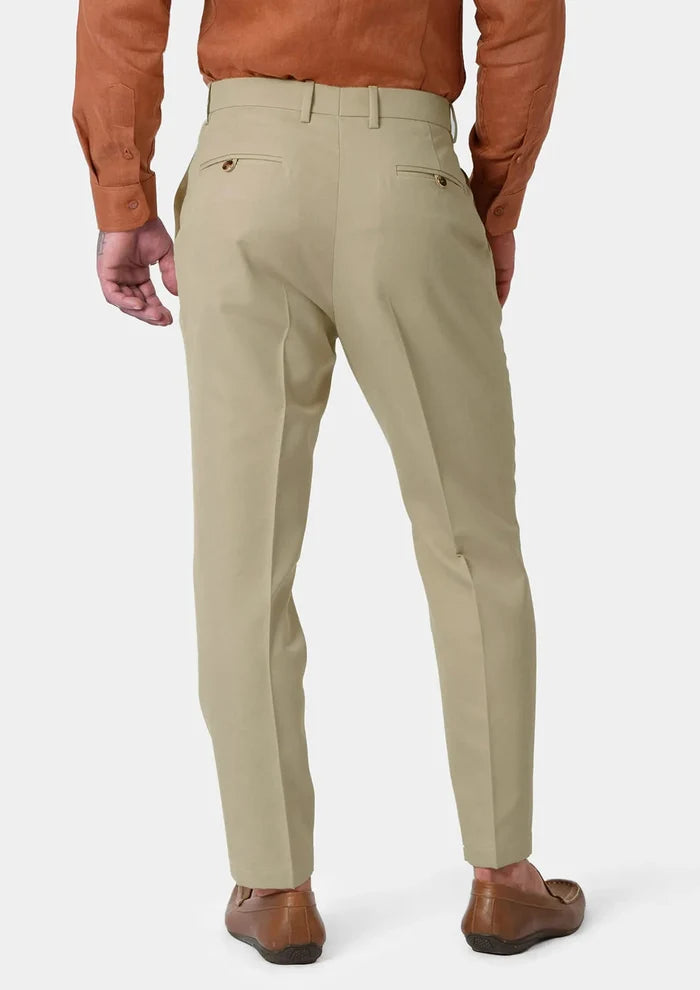 Dune Beige Cotton Chino Pants - SARTORO