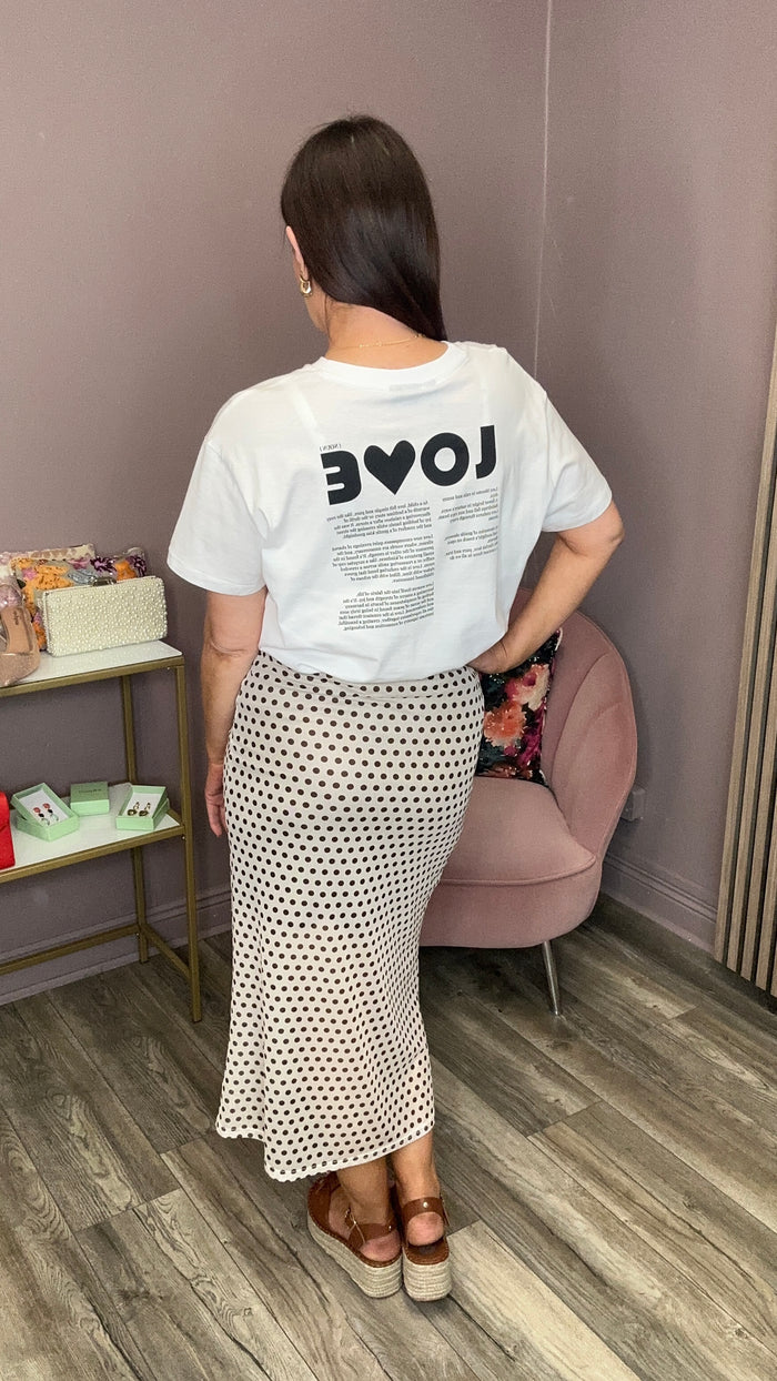 Ebba Midi Skirt (Birch/Brown Dot)