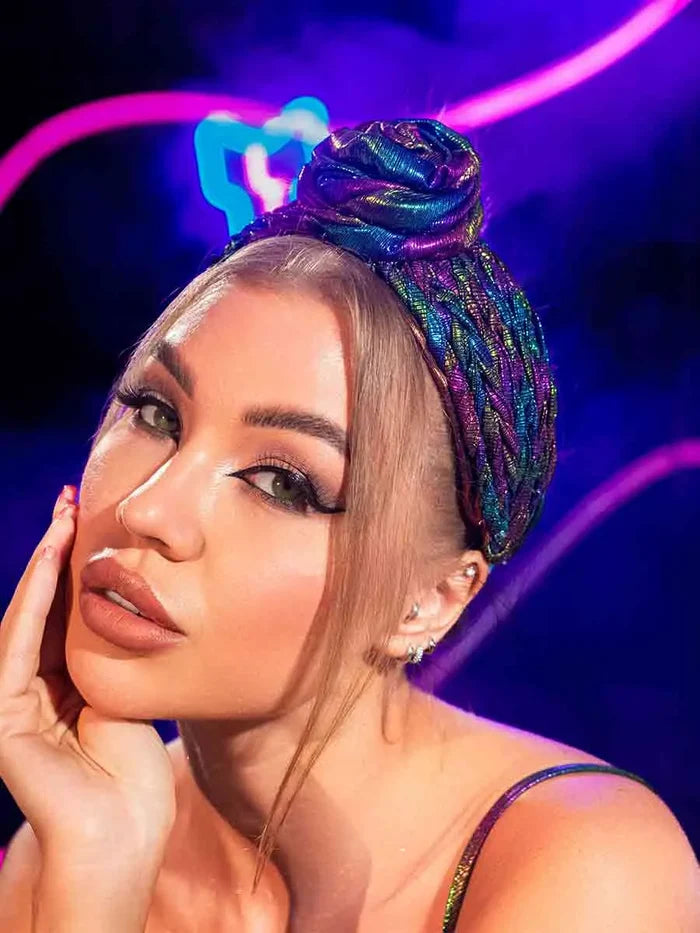 Elegance Blooms: Blue And Purple Wide Rose Hair Accessory