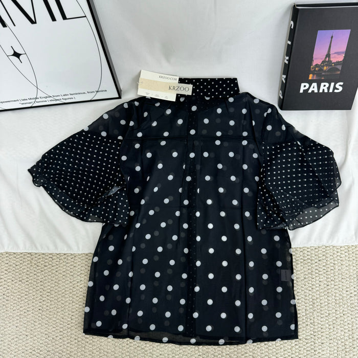 Elegant Polka-Dot Chiffon Blouse