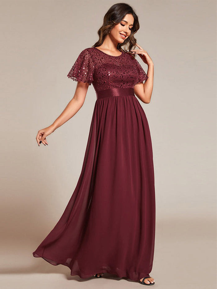 Elegant Sequin Patchwork Socialite Gown