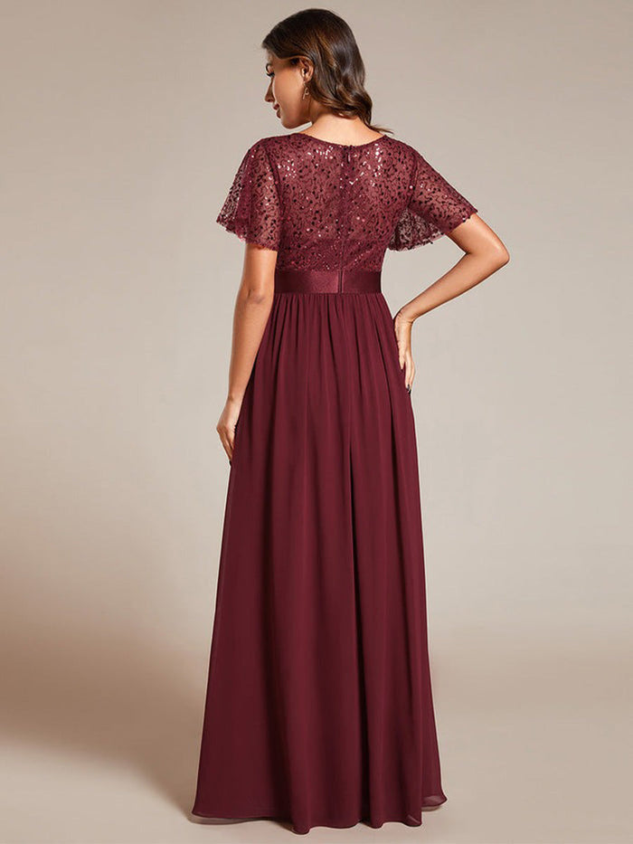 Elegant Sequin Patchwork Socialite Gown