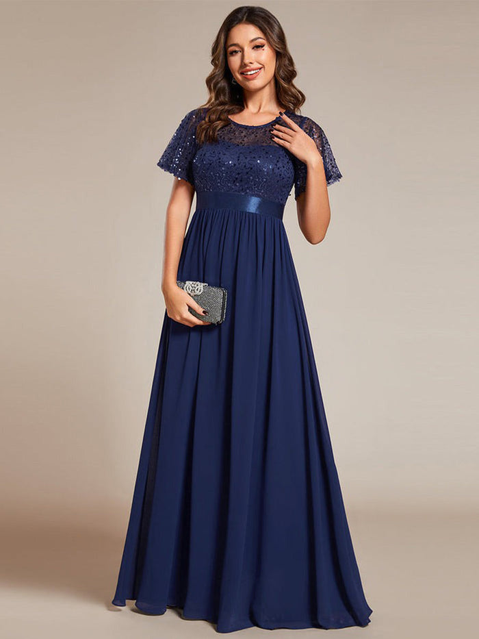 Elegant Sequin Patchwork Socialite Gown