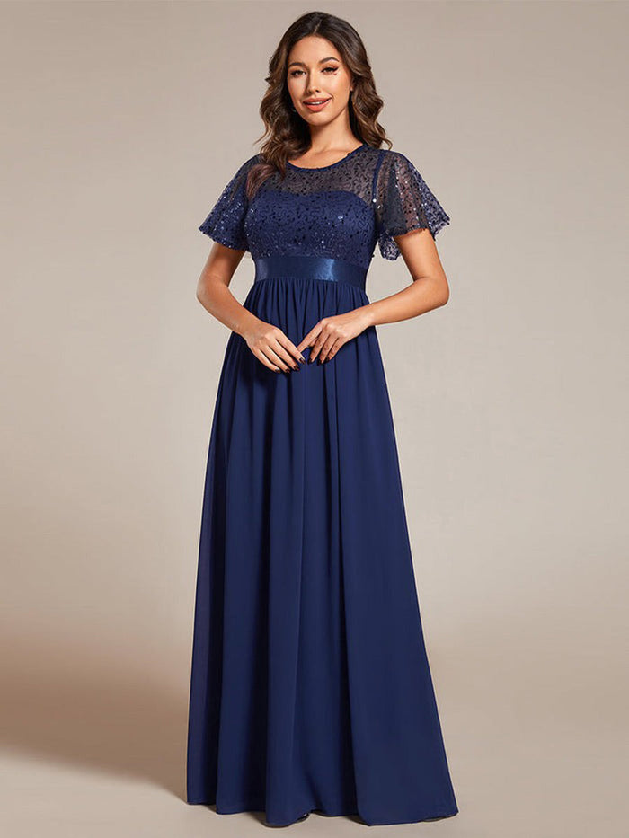 Elegant Sequin Patchwork Socialite Gown