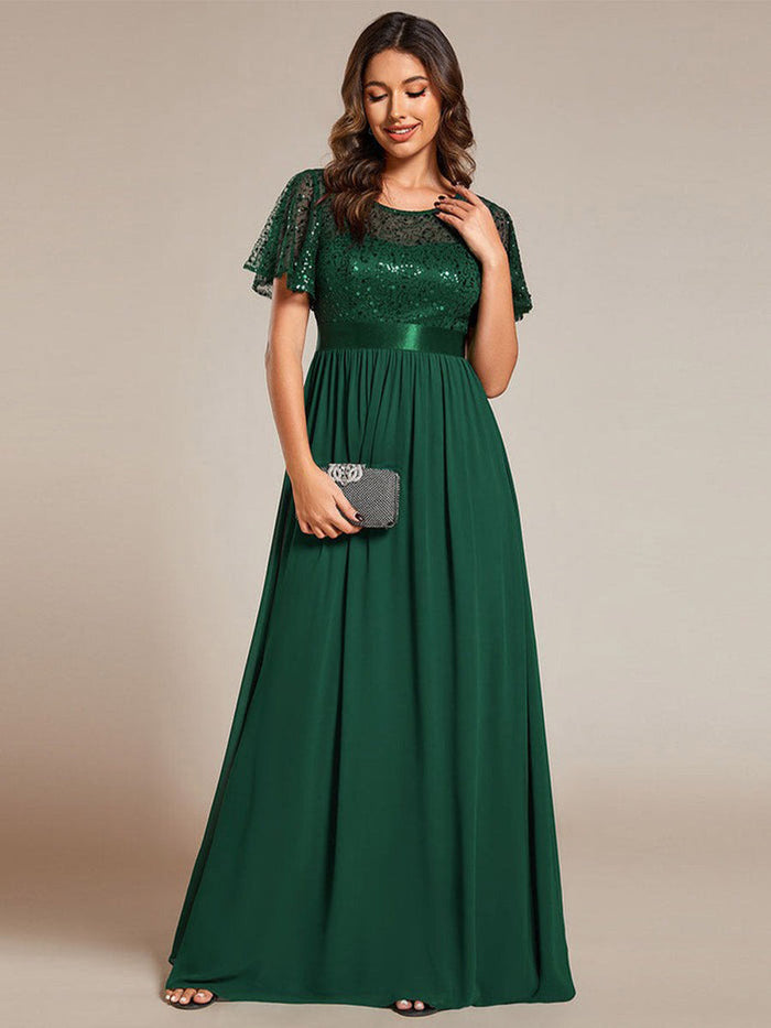 Elegant Sequin Patchwork Socialite Gown
