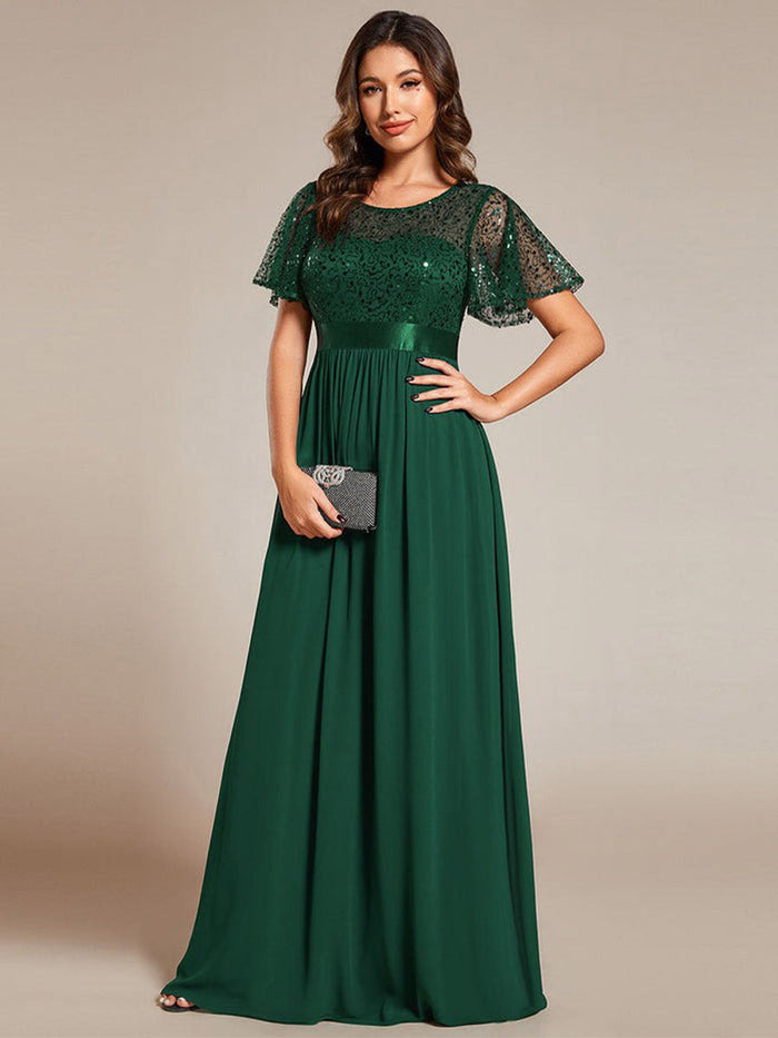 Elegant Sequin Patchwork Socialite Gown