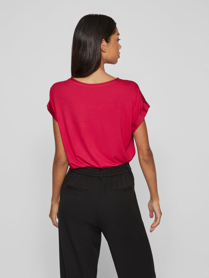 Elle Satin Top (Cerise)