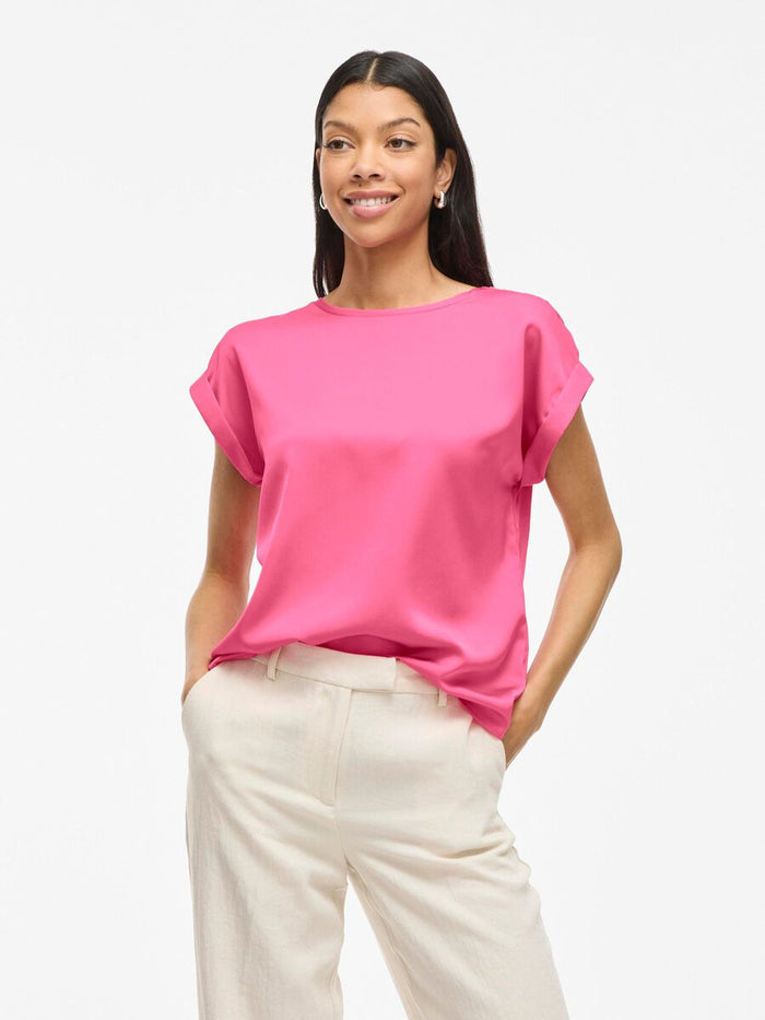 Elle Satin Top (Sangria Sunset)