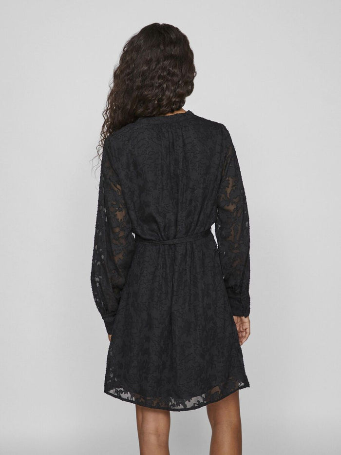 Ema V-Neck Mini Dress (Black)